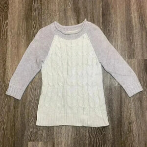 Womens White and Grey Sweater - M